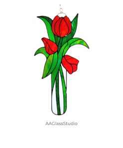 Alternative view of Charming Stained Glass Tulips - A Timeless Gift Idea!