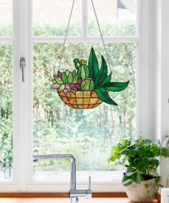 Alternative view of Stained Glass Succulents Window Hangings