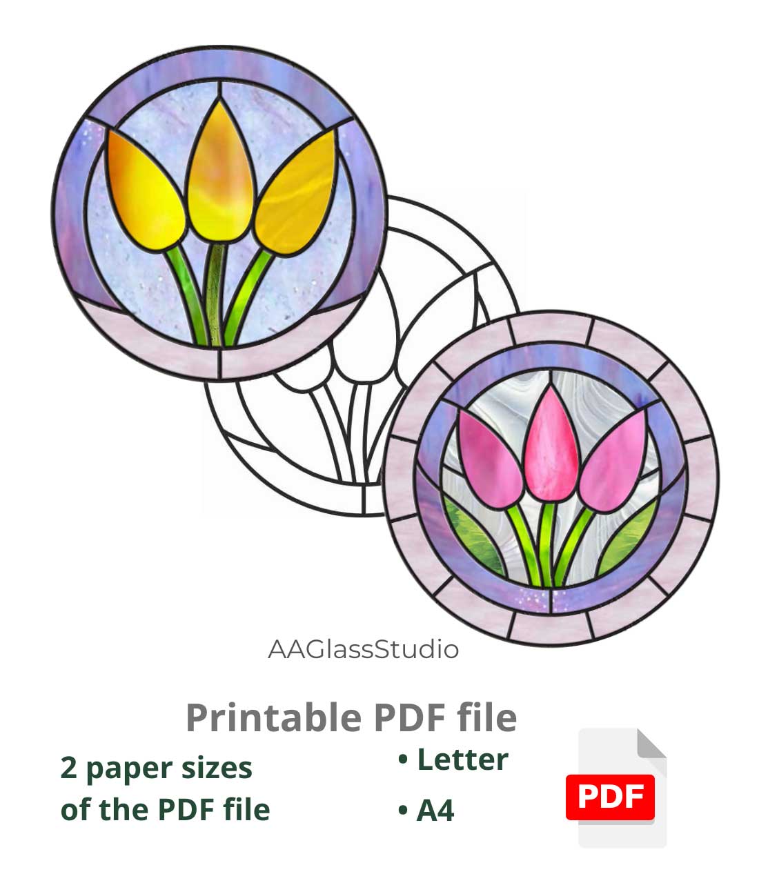 Simple Stained Glass Tulips Pattern: Ideal for Beginners - Image 3