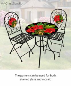 Beautiful Hibiscus Stained Glass Flower Pattern Mosaic 20″ - Image 4