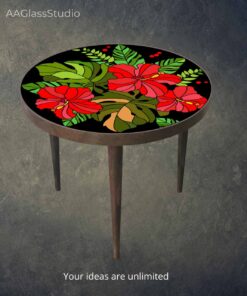 Beautiful Hibiscus Stained Glass Flower Pattern Mosaic 20″ - Image 5