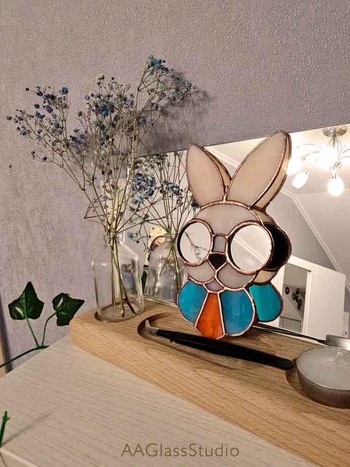 rabbit stained glass, decoration for children's room