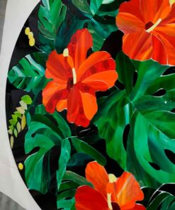 Beautiful Hibiscus Stained Glass Flower Pattern Mosaic 20″ - Image 7