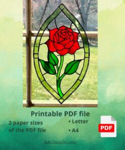 Elegant Simplicity: Simple Stained Glass Rose Pattern - Image 4