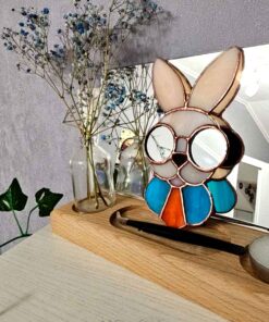 funny rabbit stained glass home decor