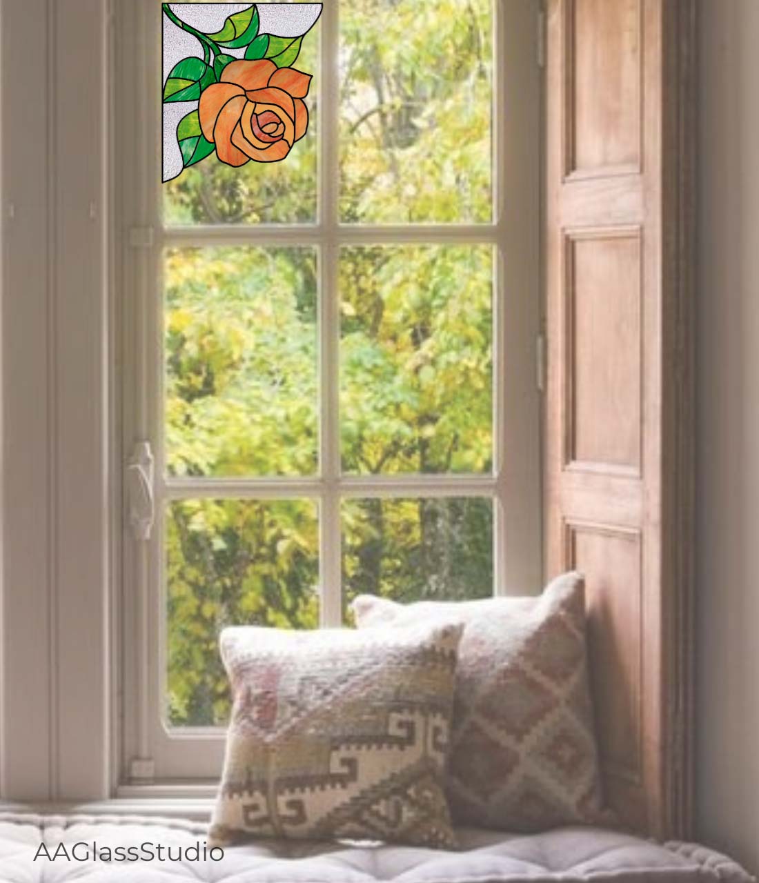 Rose Stained Glass Pattern: Corner Elegant Decor - Image 7