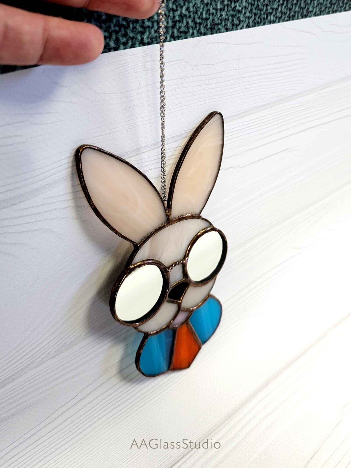 Stained Glass Primitive Rabbit Playful Rabbit Stained Glass Pattern - AAGlassStudio