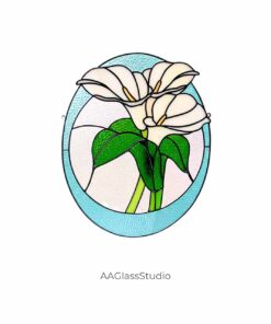 calla lily stained glass oval suncatcher