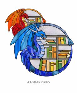 Blue Stained Glass Dragon Pattern – Whimsical DIY Delight - window decor