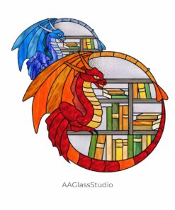 Red Stained Glass Dragon Pattern
