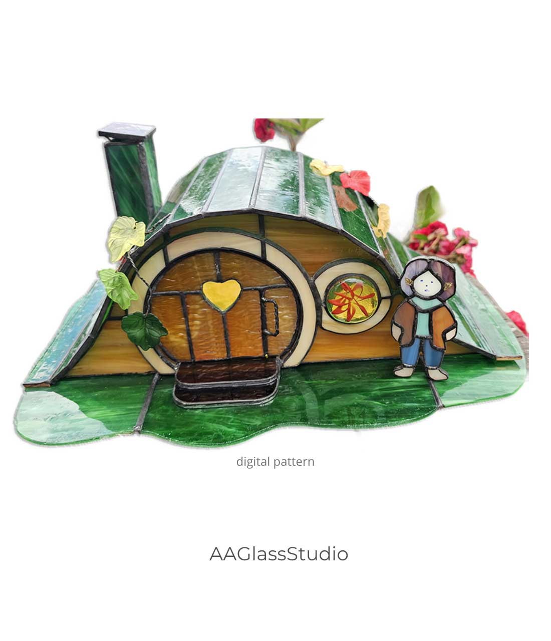Whimsical Hobbit House Stained Glass Pattern – 3D Light