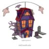 Spooky 3D Halloween Stained Glass Haunted House Pattern - window decor