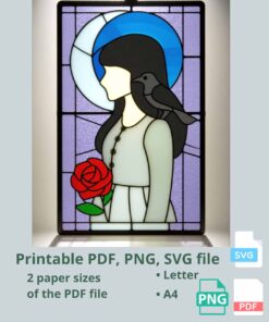 wednesday addams stained glass window. Printable PDF and SVG for cricut