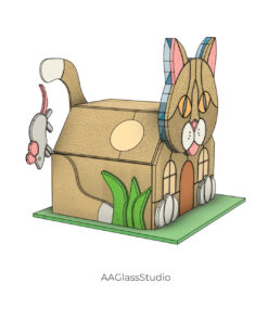 stained glass cat pattern — Cat Shaped House