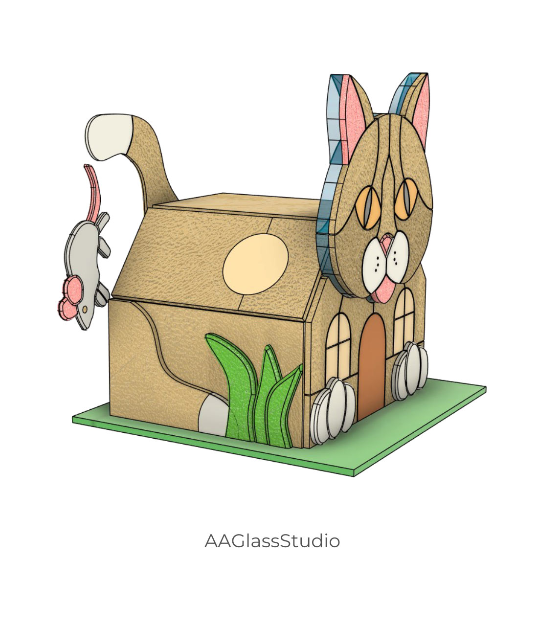 stained glass cat pattern — Cat Shaped House