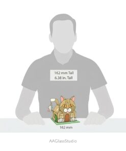 3d stained glass cat night light, a glowing and whimsical home decor for cat lovers.