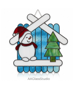 3D Snowman Stained Glass Pattern – Layered Christmas Design - window decor
