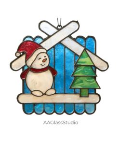 stained glass ornaments snowman house