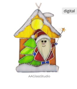 Digital Santa Stained Glass Pattern – Festive DIY Christmas Suncatcher by AA Glass Studio