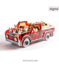 Vintage Stained Glass Truck Pattern PDF – DIY Charming 3D for Gift - window decor