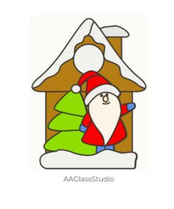 Santa Stained Glass Template – Simple Beginner Pattern for Cozy Christmas Window Decoration