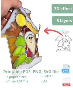 Santa Stained Glass Pattern with 3D Effect – Three Layer Beginner Friendly Christmas Craft