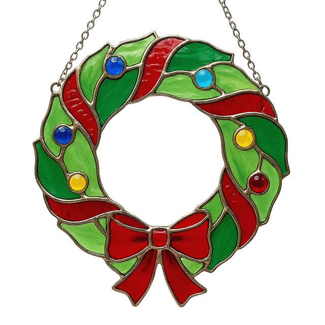 Free Stained Glass Holiday Patterns: Festive wreath