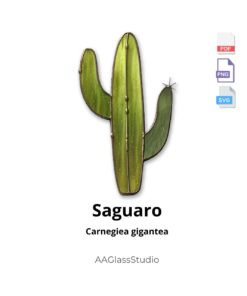 Stained glass Saguaro cactus suncatcher pattern - three file formats included for easy crafting