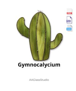 Gymnocalycium stained glass pattern with textured green glass - digital files for window art