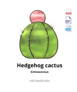 Classic Hedgehog cactus stained glass design - complete pattern bundle PDF PNG SVG formats