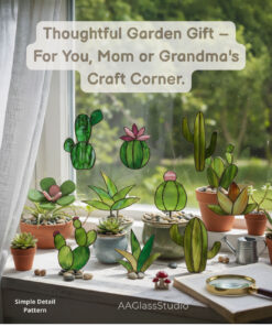 10 different stained glass cactus and succulent suncatchers - easy DIY patterns for window decor