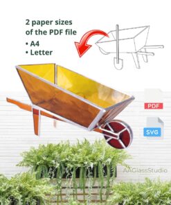 3D stained glass garden art wheelbarrow pattern preview image