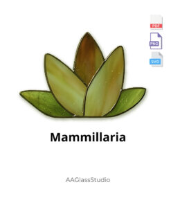 Mammillaria desert cactus stained glass template - downloadable PDF PNG SVG for Tiffany technique