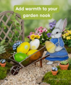 Printable 3D wheelbarrow stained glass garden decor pattern