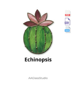 Echinopsis succulent stained glass suncatcher pattern - 3 file formats included PDF PNG SVG