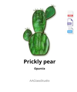 Prickly pear cactus stained glass digital pattern - includes PDF PNG SVG for Cricut and hand cutting