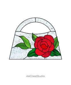 Red rose design — stained glass rose pattern for 3D purse front panel.