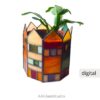 Stained Glass Planter Wrap Pattern: Houses & Garden - window decor