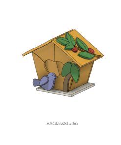 stained glass art design mini birdhouse