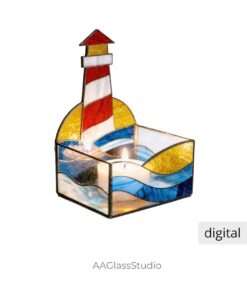 Lighthouse Stained Glass Box Pattern – Glowing Candle Holder - window decor