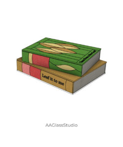 Digital 3d stained glass patterns for a stained glass stacked books lamp project, available for purchase in our shop to create your own handmade stained glass book lamp.