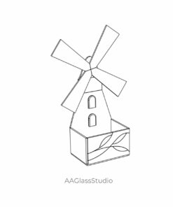 simple stained glass pattern windmill