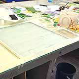 Custom light table for stained glass studio