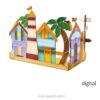 Beach Village Stained Glass Pattern - 3D Box & Line Designs - table decor