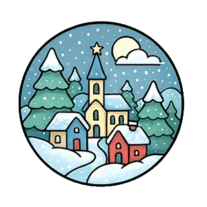 3D Stained Glass Christmas Village Patterns category