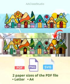 stained glass svg: 3D Stained Glass Gnome Village Planter Pattern