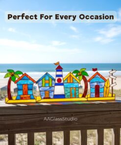 beach scene stained glass: 3d village