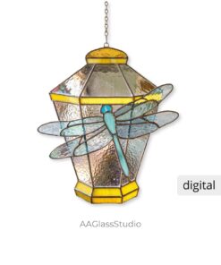 Charming Dragonfly Lantern Stained Glass Pattern - window decor