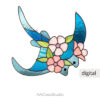 Floral Stingray Stained Glass Pattern: Manta Ray Marine - window decor