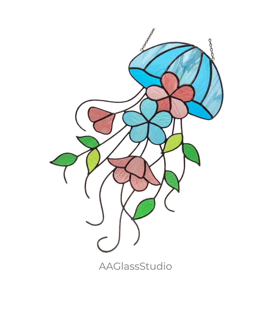 Floral Jellyfish Stained Glass Pattern: Whimsical Nautical - Image 2